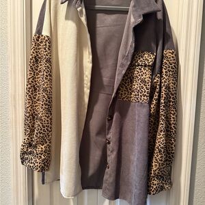 SHEIN Two-Tone Leopard Utility Jacket